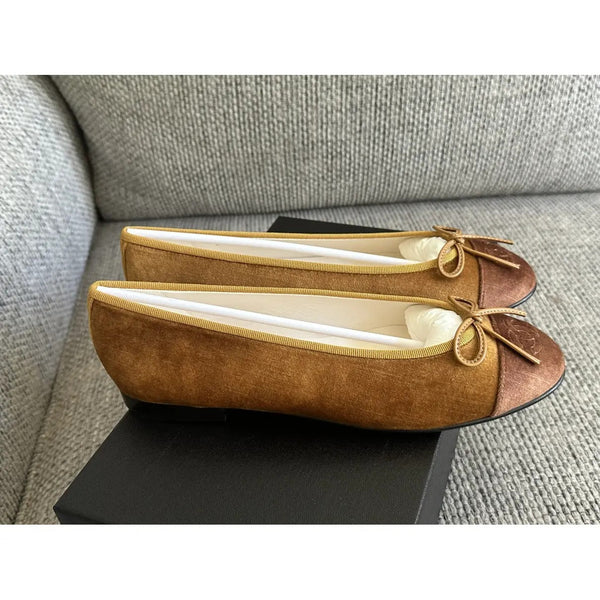 CC Cambon Ballet Flats Camel Velvet