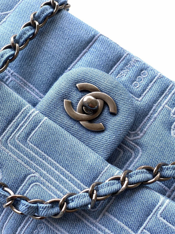 CC 2026 Flap Bag 20cm and 25cm Blue Denim Leather