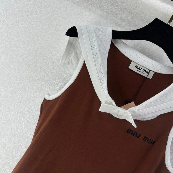 Miu 2026 Sailor Collar Bow Short-Sleeve Cotton 395594