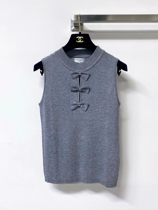 CC 2026 Rib-Knit Sleeveless Bow Details Wool 410640