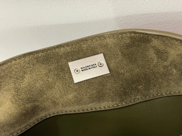 Balenciaga Mini Bag 22 Olive Green Suede Sliver Hardware