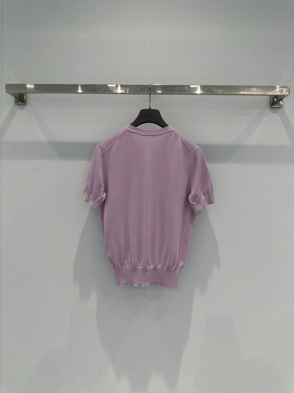 CD 2026 Short-sleeved T-shirt Purple Cotton 460281
