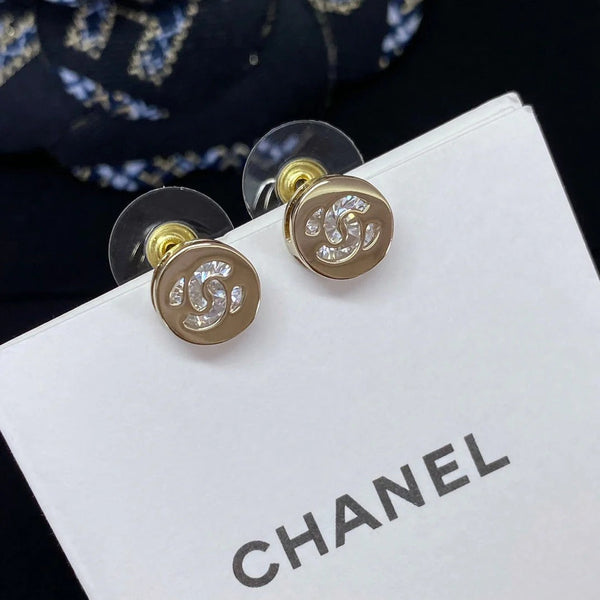 CC Little Gold Diamond Rhinestone Earrings