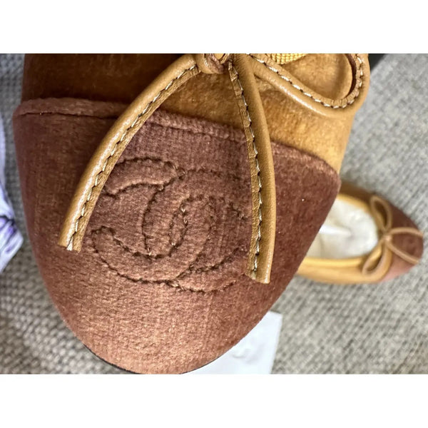 CC Cambon Ballet Flats Camel Velvet