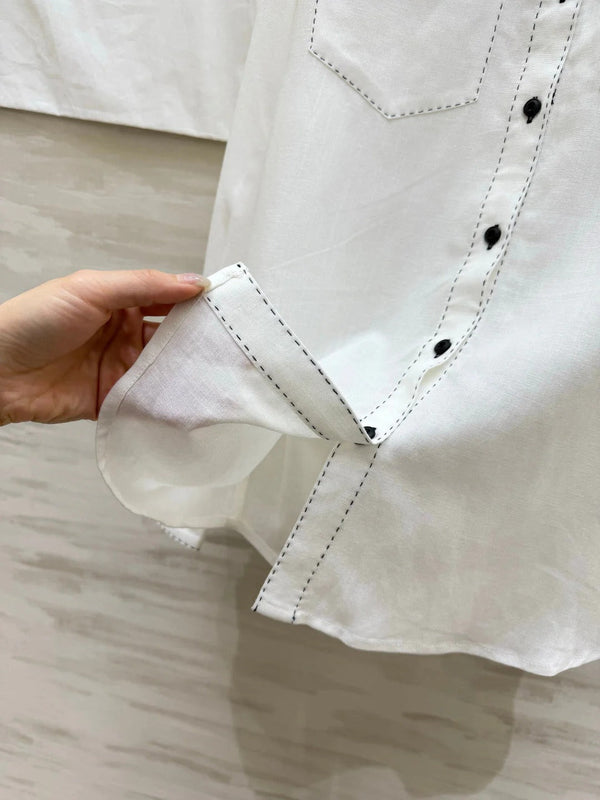 Chanel 2026 Black Logo And Button Shirt White 391171