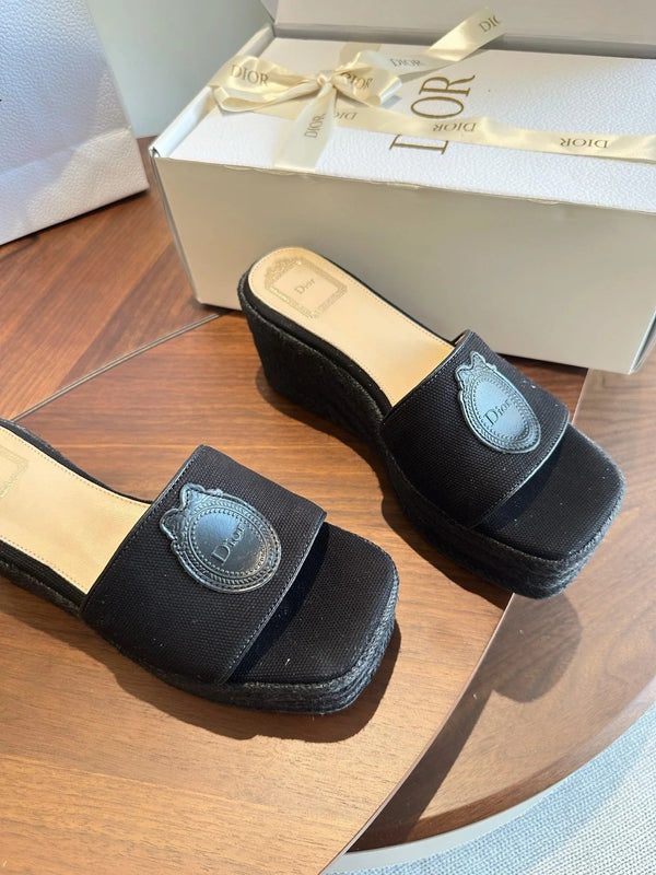 CD 26s Medaillon Wedge Sandals Slide 95mm Denim 976902