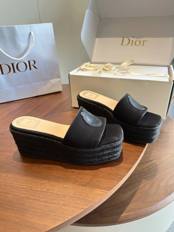 CD 26s Medaillon Wedge Sandals Slide 95mm Denim 976902