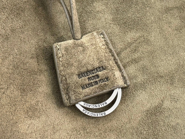 Balenciaga Medium Bag 35 Olive Green Suede Sliver Hardware