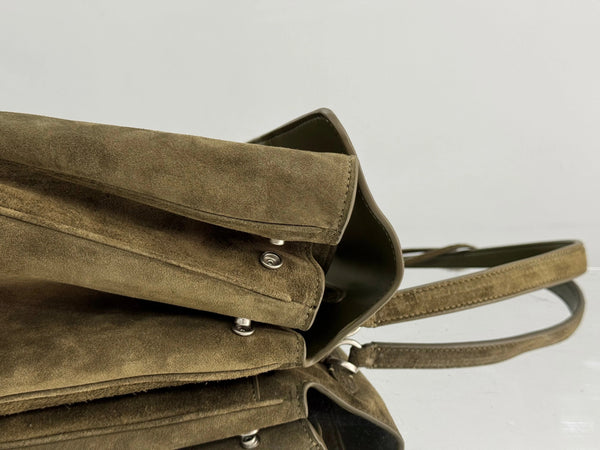 Balenciaga Medium Bag 35 Olive Green Suede Sliver Hardware