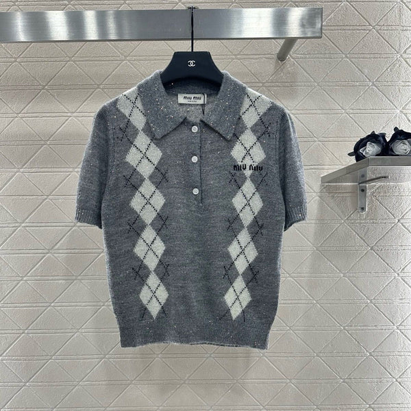 MIUMIU SHORT-SLEEVE KNIT TOP STYLE 23
