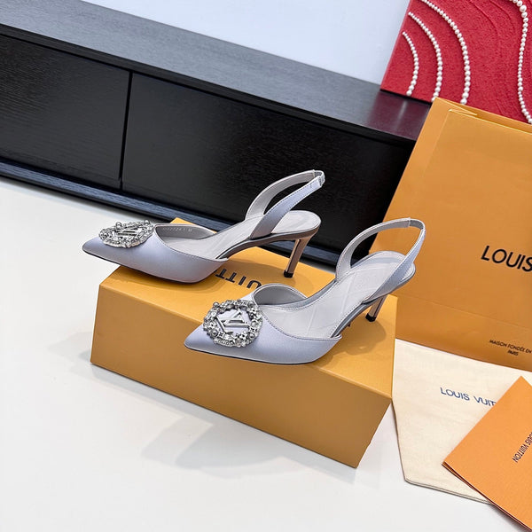 LV 26s Slingback 95 Light Lavender Premium Satin 622445