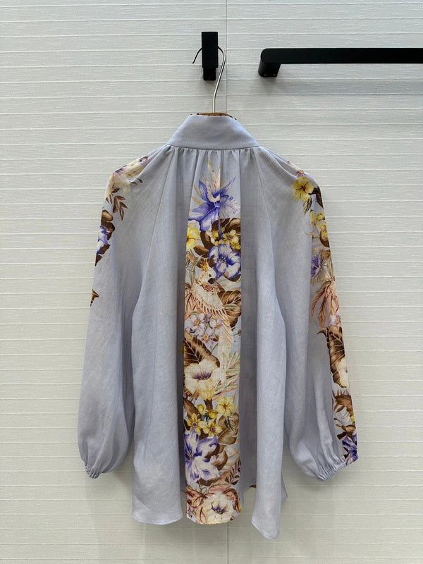 ZIMMER MULTICOLORED FLORAL SHIRT ON LAVENDER GREY BASE