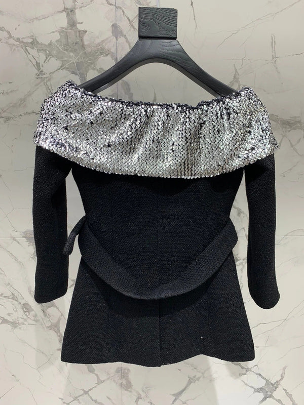 YSL 25S OFF-SHOULDER SEQUIN JACKET STYLE 185