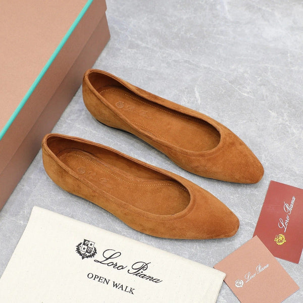 Classic Ballet Shoes In Bronze Brown Suede