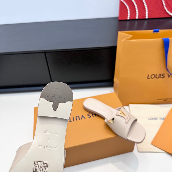 LV 26s V-Buck Sandals Light Beige Calfskin 622393