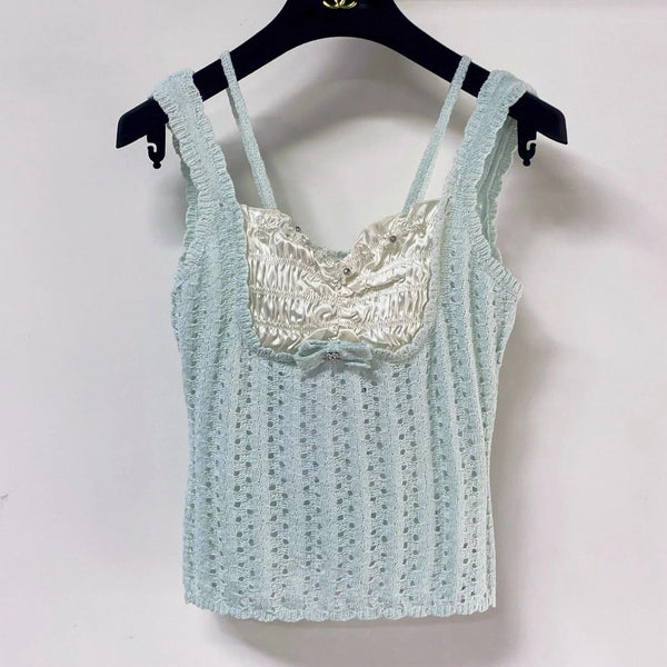CC 2026 Knit Bustier Top Wool Laine With Satin Detailing 471895