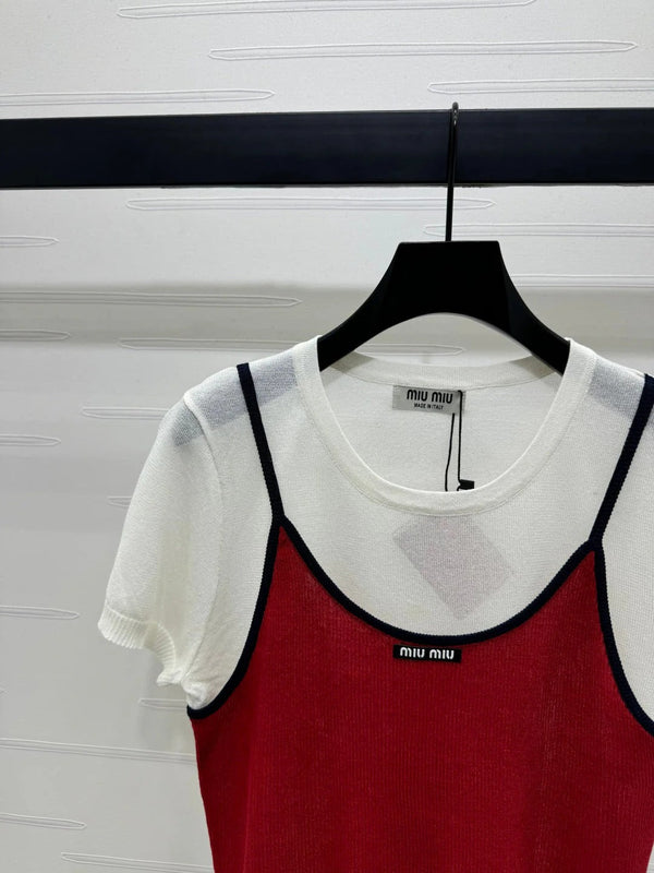 MIU 25S 2 PIECE KNITTED TOP WITH STRAPS 264130