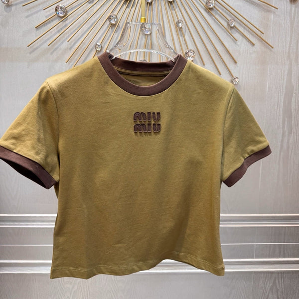 Miumiu 2026 T-shirt Olive Green Cotton