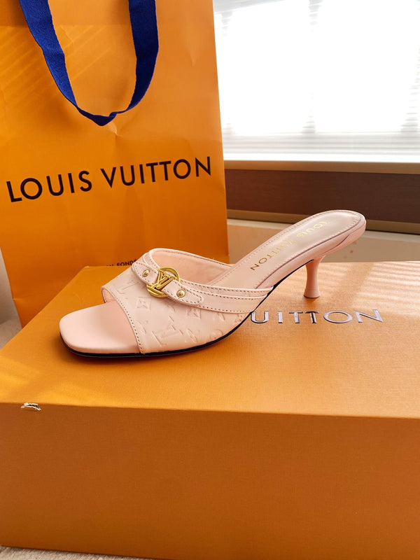 LV 26s High Heels 55 Slippers Light Pink Sheepskin 614982