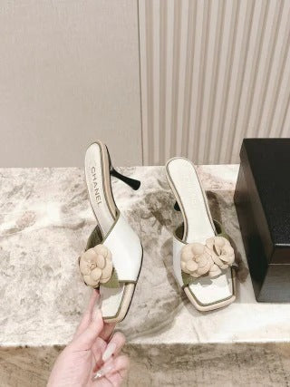 CC 26s Flower High Heel Slippers 85 Sheepskin 658383