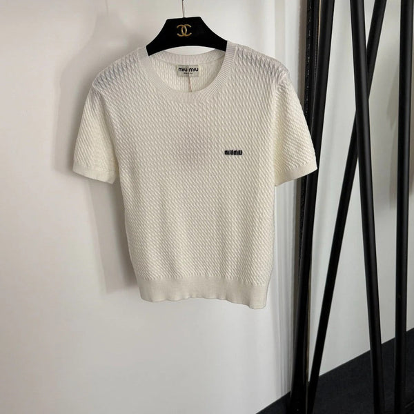 MIUMIU SHORT-SLEEVE KNIT TOP STYLE 421