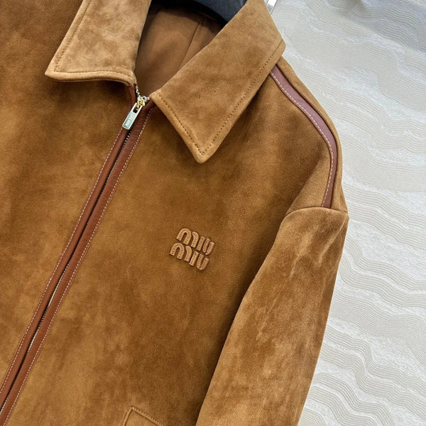 MIUMIU CLASSIC BROWN SUEDE JACKET 276214