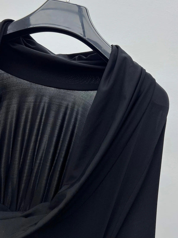 YSL 25S RUFFLED LONG-SLEEVE DRESS STYLE 131