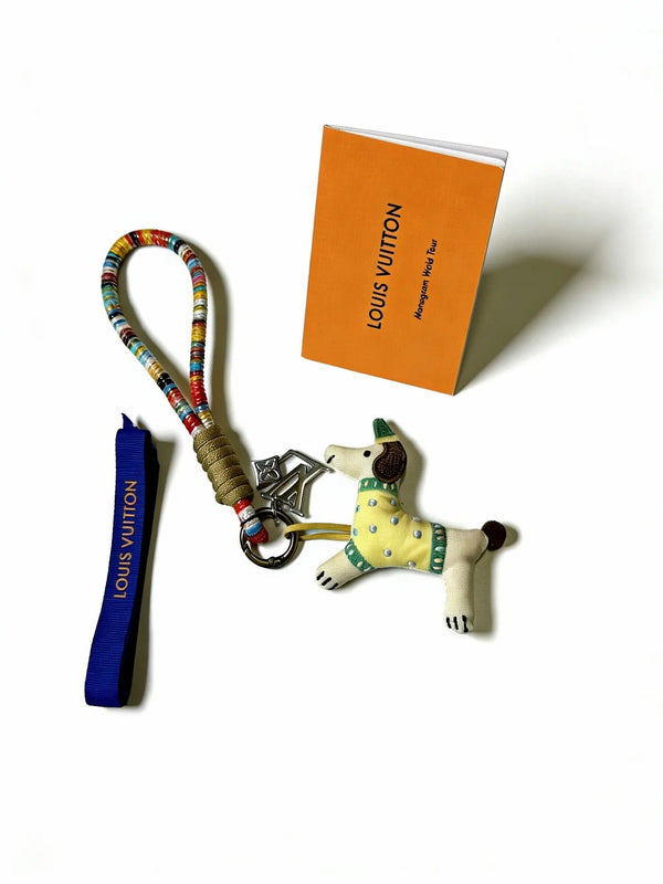 LV Multicolor Dog Key Holder Bag Charm