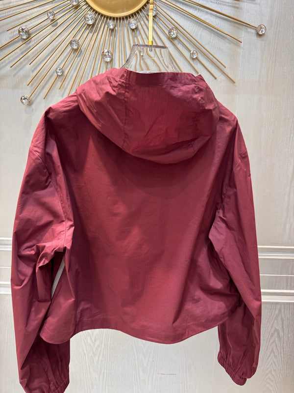 Miumiu 2026 Hooded Jacket Burgundy Polyester