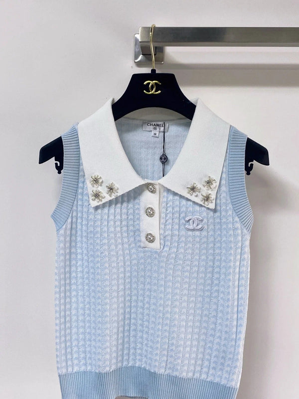 CC 2026 Sleeveless Polo Sweater Knit Vest Wool Laine 471900