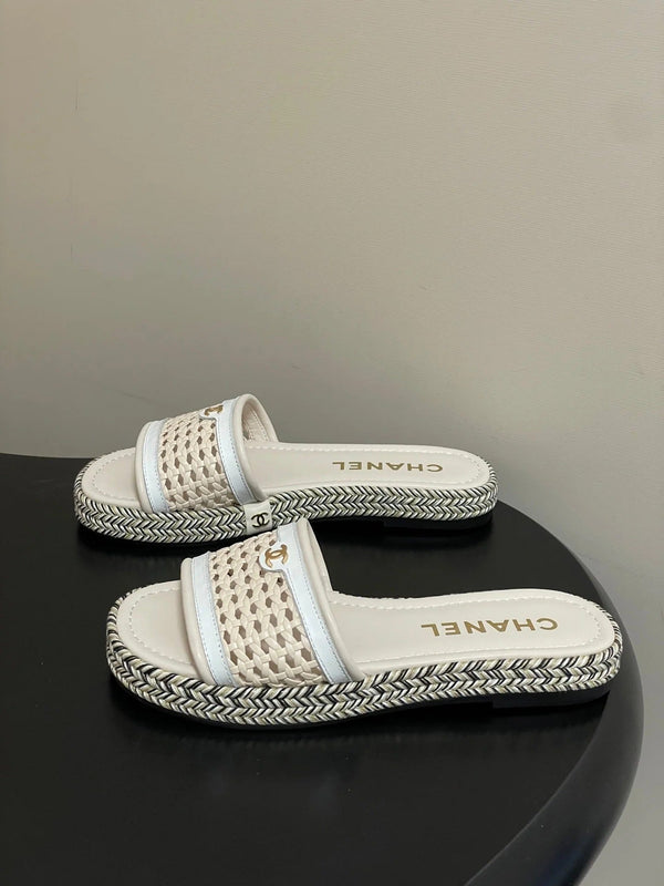 CC 26s Platform Slippers Light Beige Cowhide 649459
