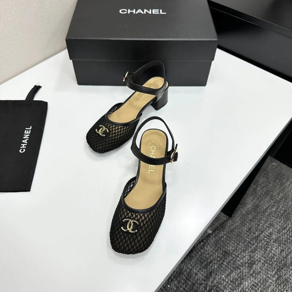 CC 2026 Mary Jane Sandals 45 Black Satin Cowhide 668118