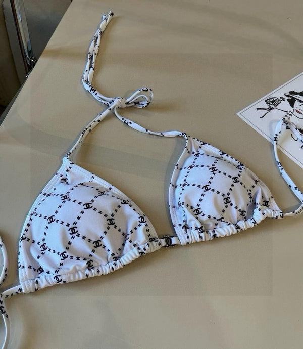 CC BIKINI SWIMSUIT SET IN BLACK AND WHITE PLAID 629231