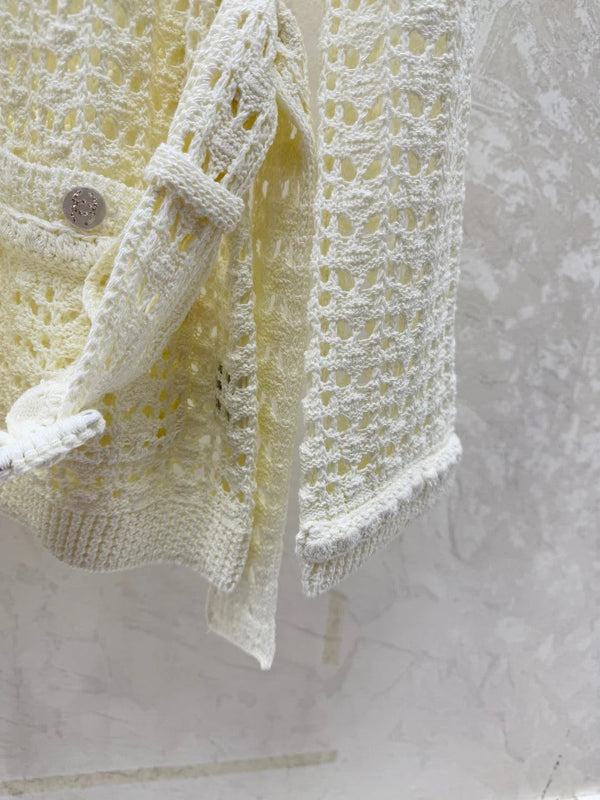 CHANEL 25S OPEN-KNIT WAIST-TIE SWEATER 528