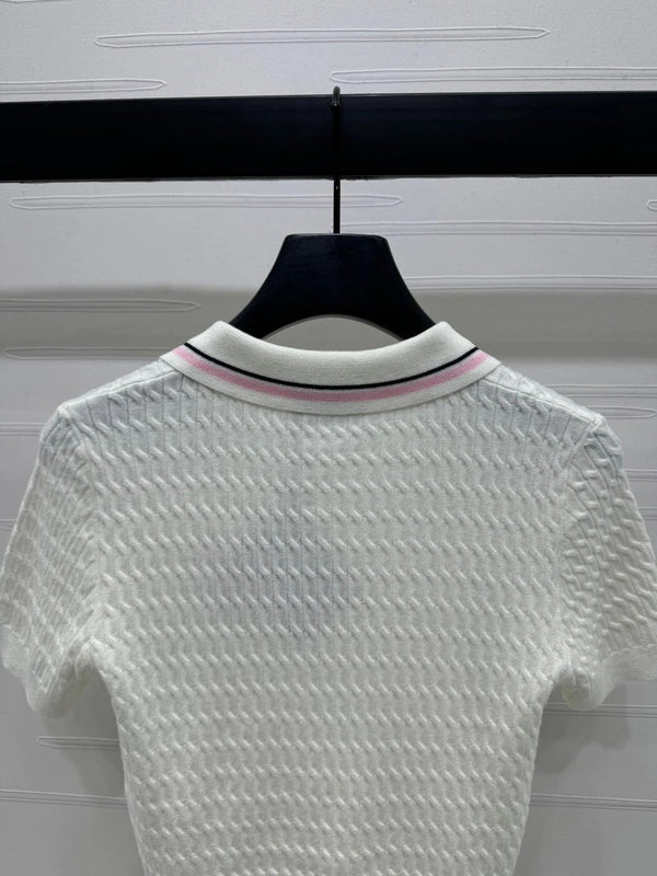 MIUMIU KNITTED POLO SHIRT WHITE 274837