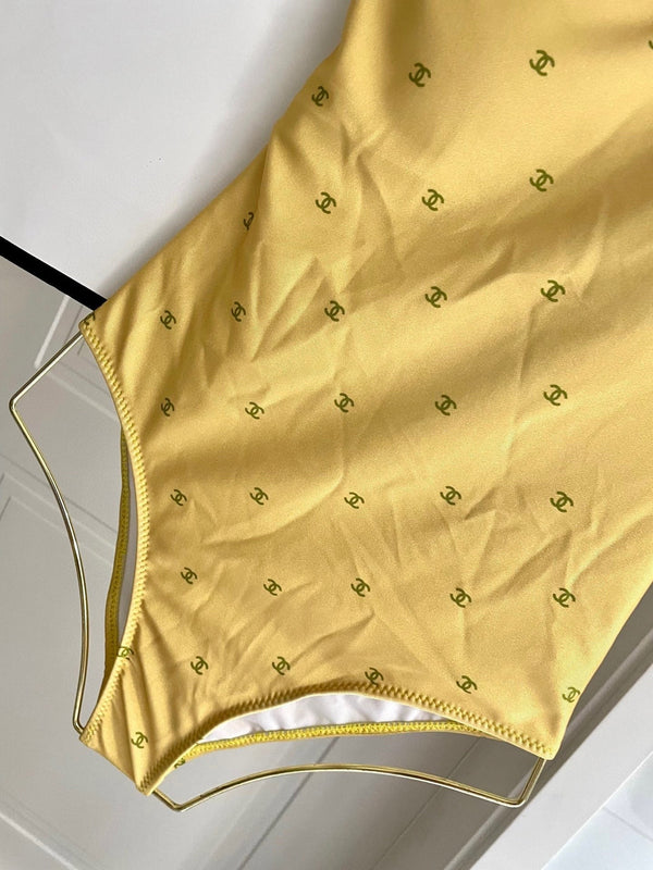 CC BIKINI SWIMSUIT SET IN YELLOW AND GREEN LOGO 593033
