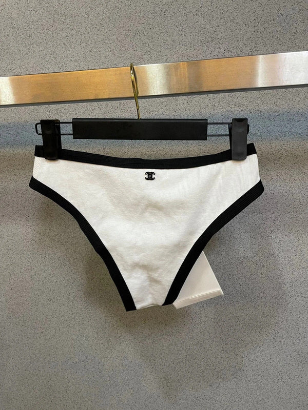 HIGH NECK SWIMSUIT IN WHITE AND BLACK TRIM 627830