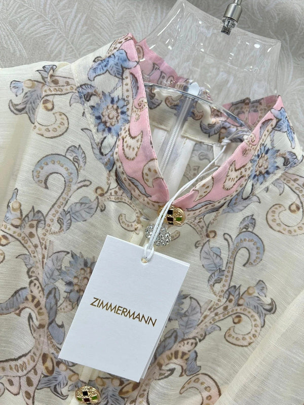 ZIMMERMANN SHORT DRESS WITH A STAND COLLAR 275114