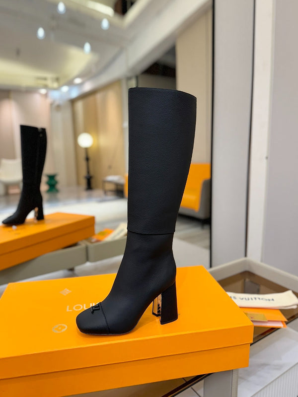 LV High Boots 85 Black Calfskin 573738