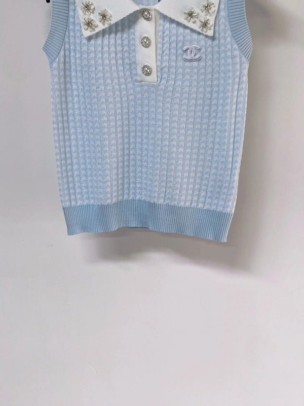 CC 2026 Sleeveless Polo Sweater Knit Vest Wool Laine 471900