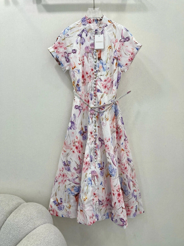 ZIMMER PLEATED DRESS WITH STAND COLLAR 269299