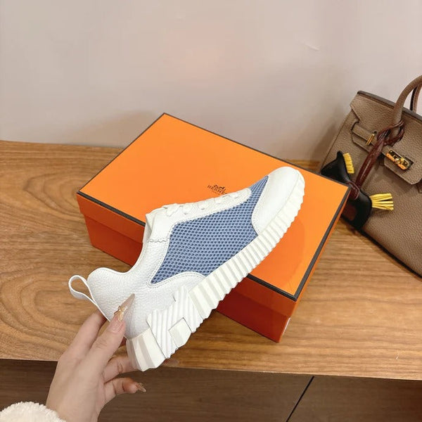 HM 26ss Sneakers White Blue Cowhide Fabric 638566