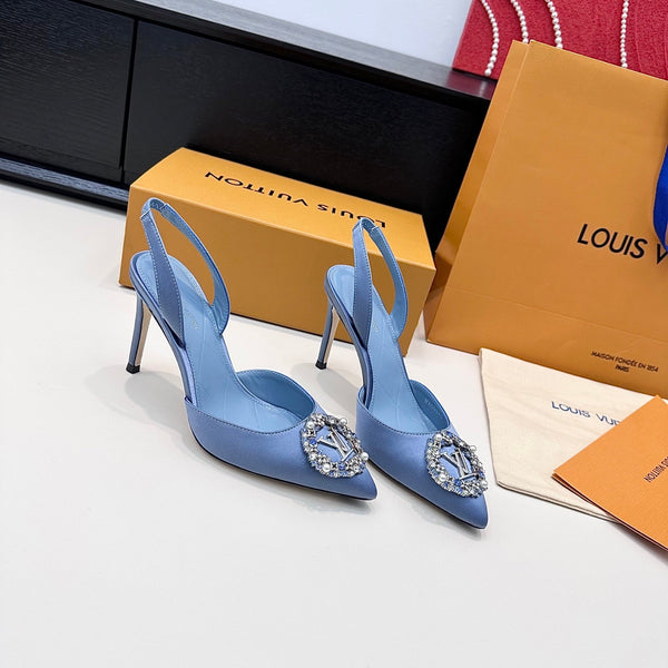 LV 26s Slingback 95 Light Blue Premium Satin 622436