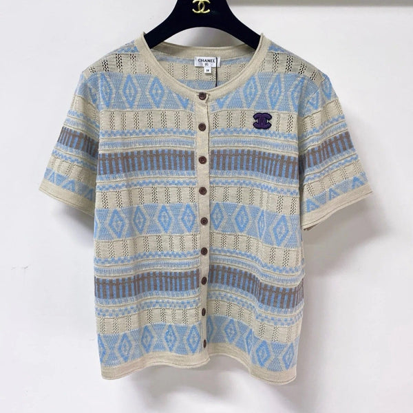 CC 2026 Short Sleeve Button Down Cardigan Flax Lelin 435143