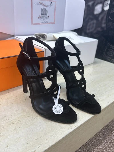 HM 26ss High Heels Sandals 95 Black Suede 633225