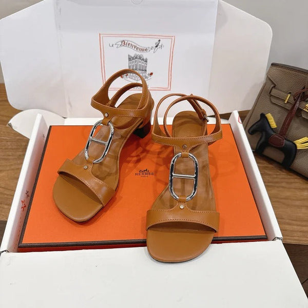 HM 26ss High-heeled Sandals 50 Brown Genuine Leather 638531