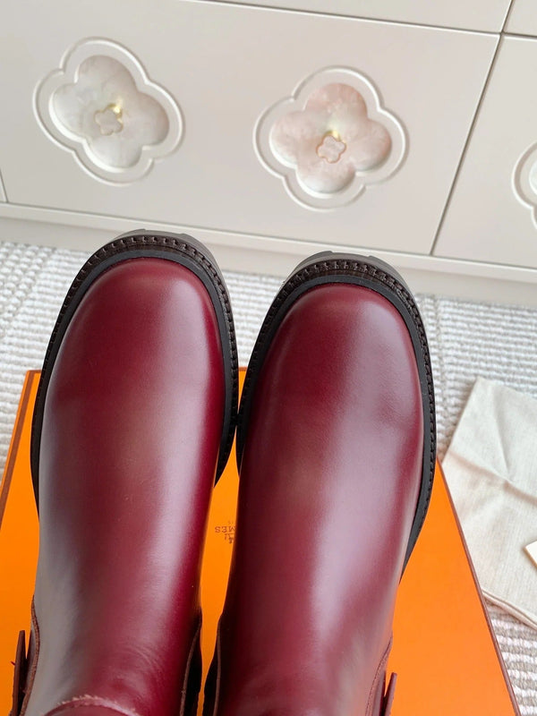 HM JAIME ANKLE BOOT IN BURGUNDY RED CALFSKIN