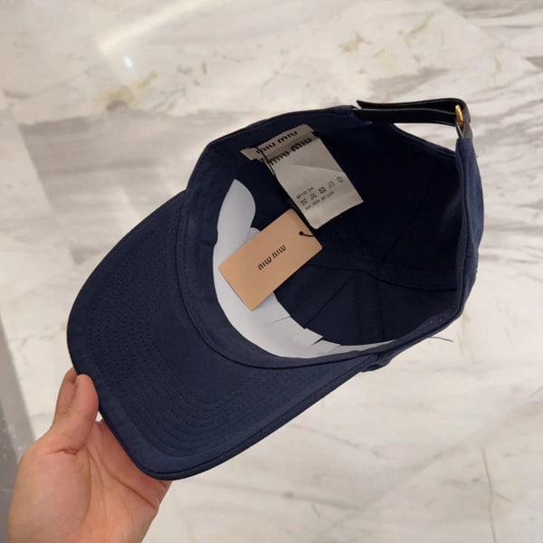 MM BASEBALL CAP IN NAVY BLUE FABRIC EMBROIDERED LOGO STYLE 1