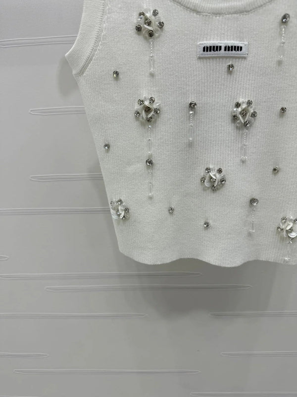 MIU 25S 3D RHINESTONE TANK TOP 264255