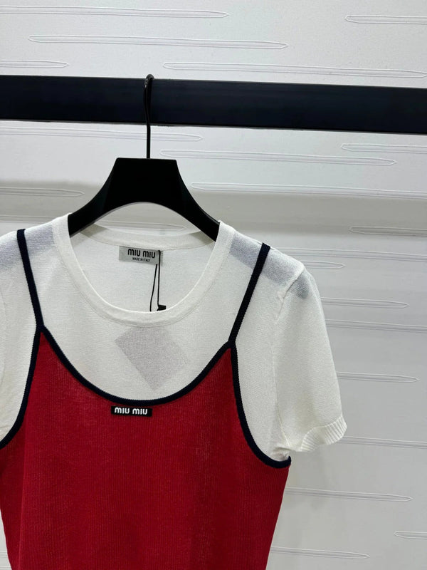 MIU 25S 2 PIECE KNITTED TOP WITH STRAPS 264130